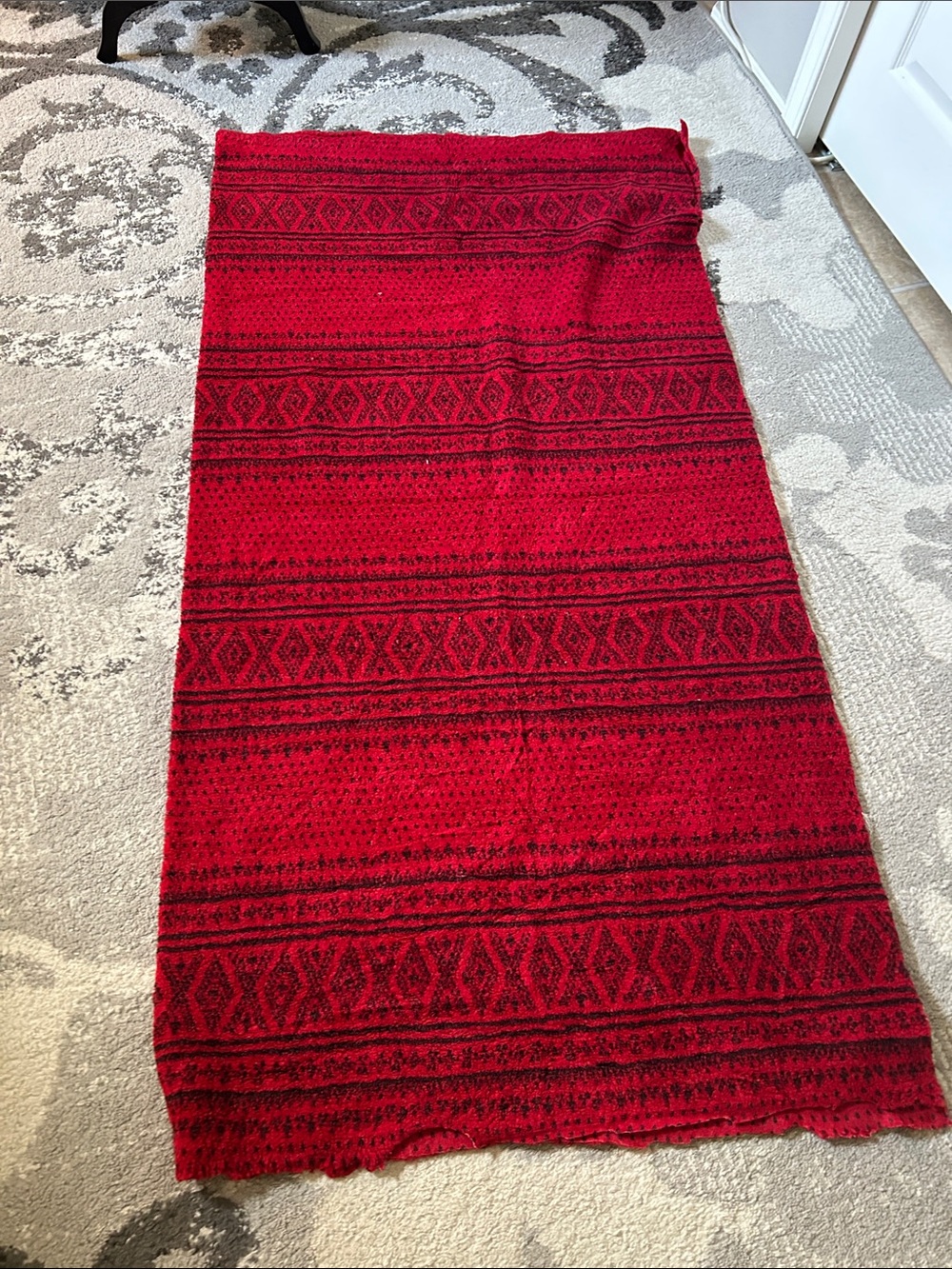 Red Patterned fleece fabric